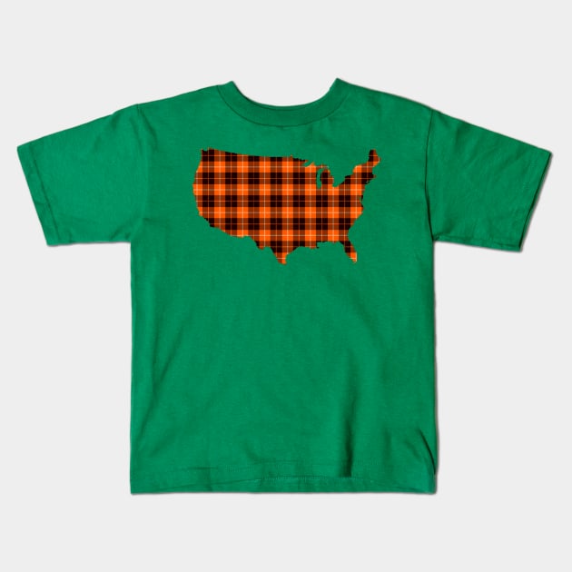 buffalo plaid USA FLAG Kids T-Shirt by benyamine